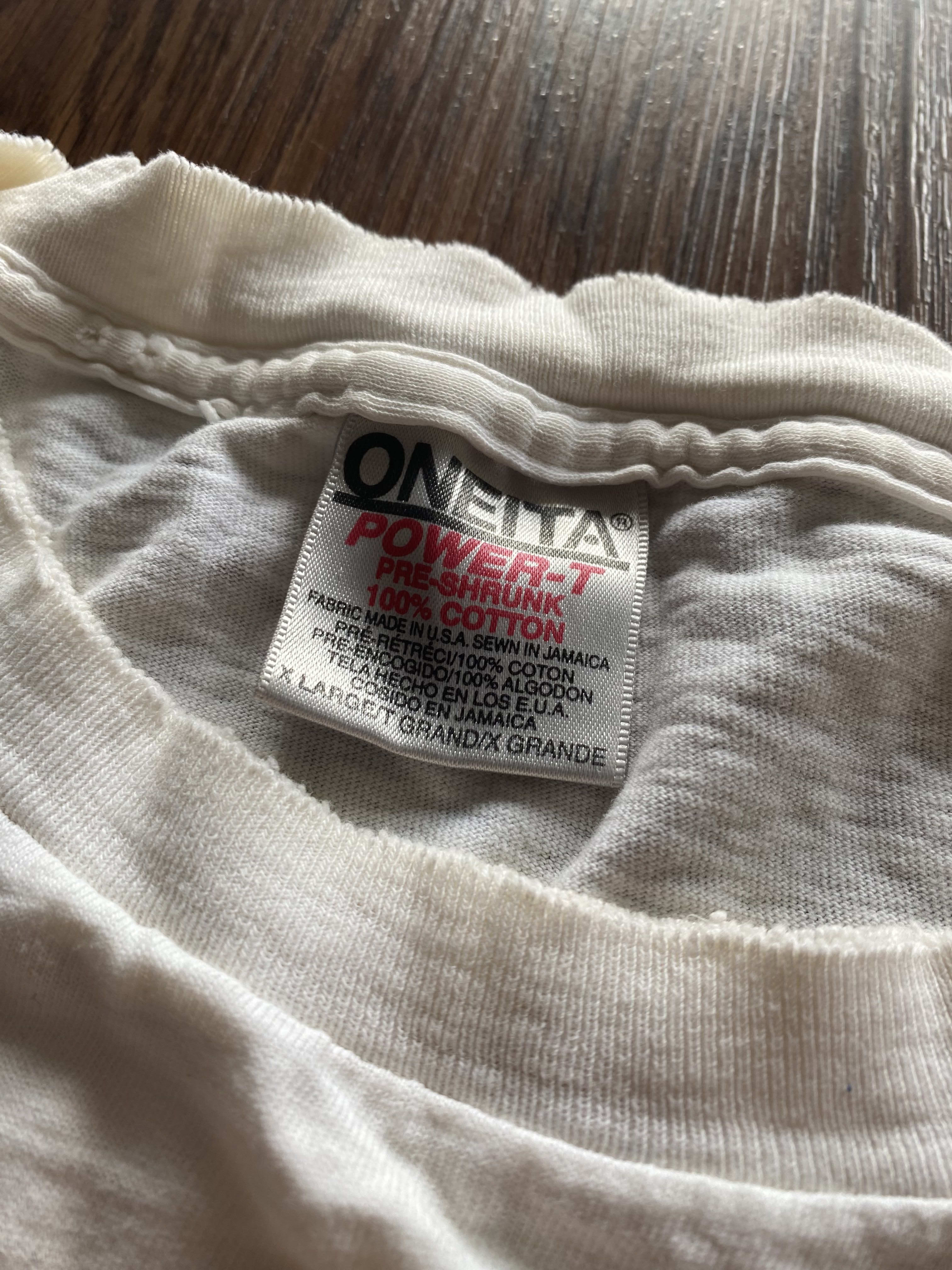 Oneita Power-T Jamaica tag — mid-90s variant
