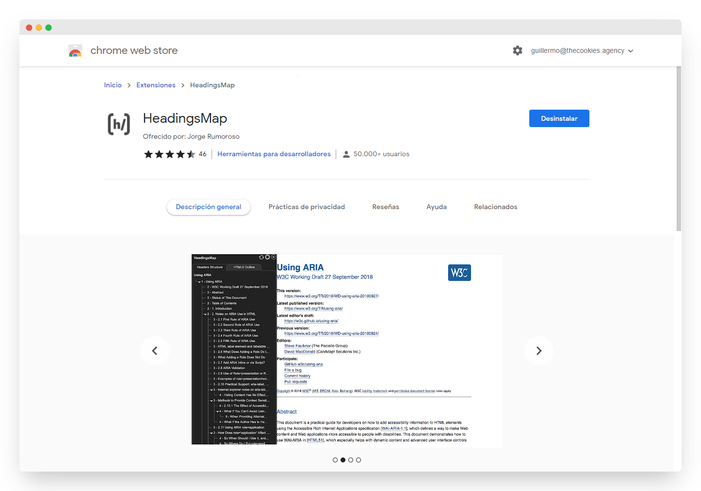 extensión chrome headings