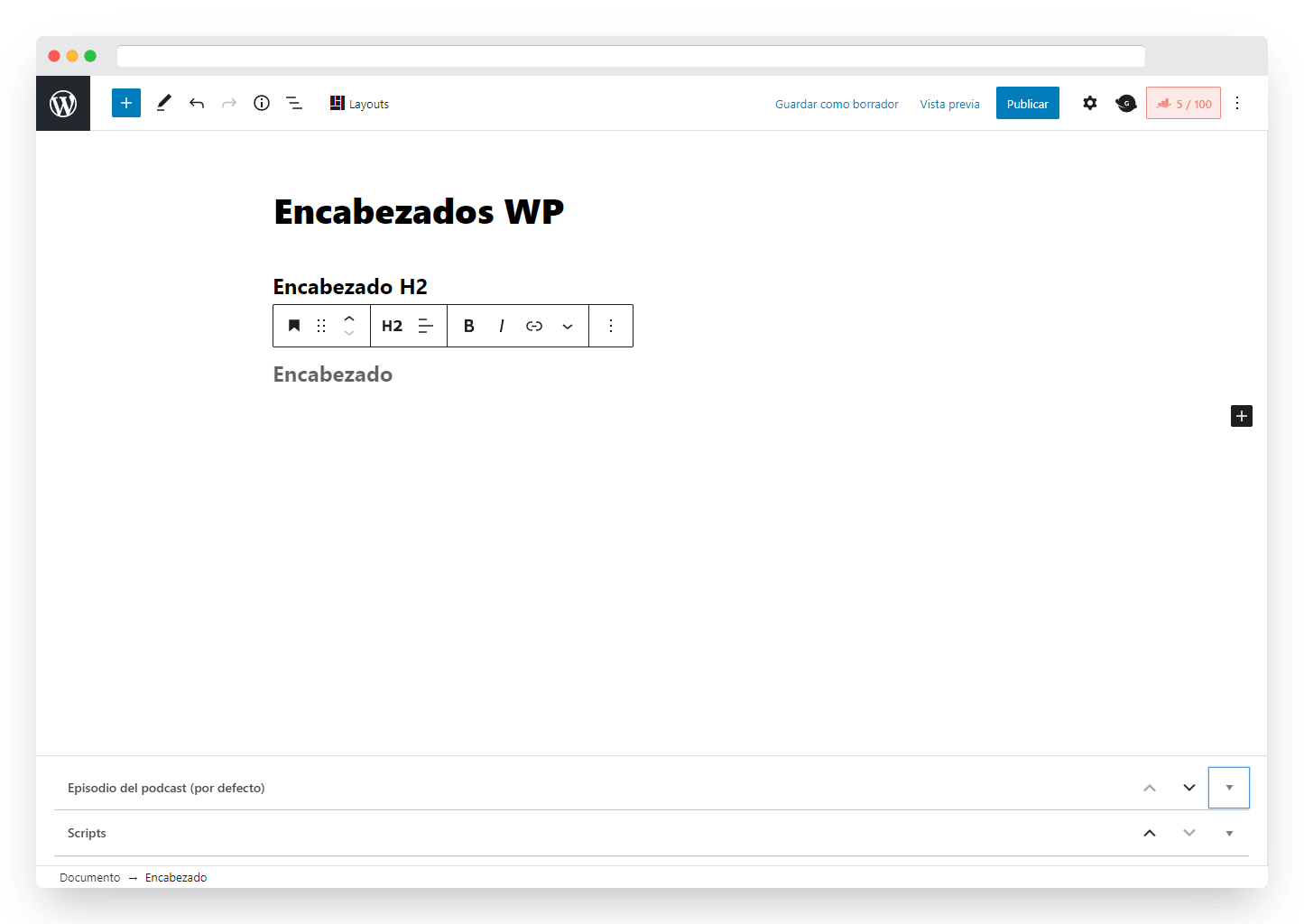 encabezados WP