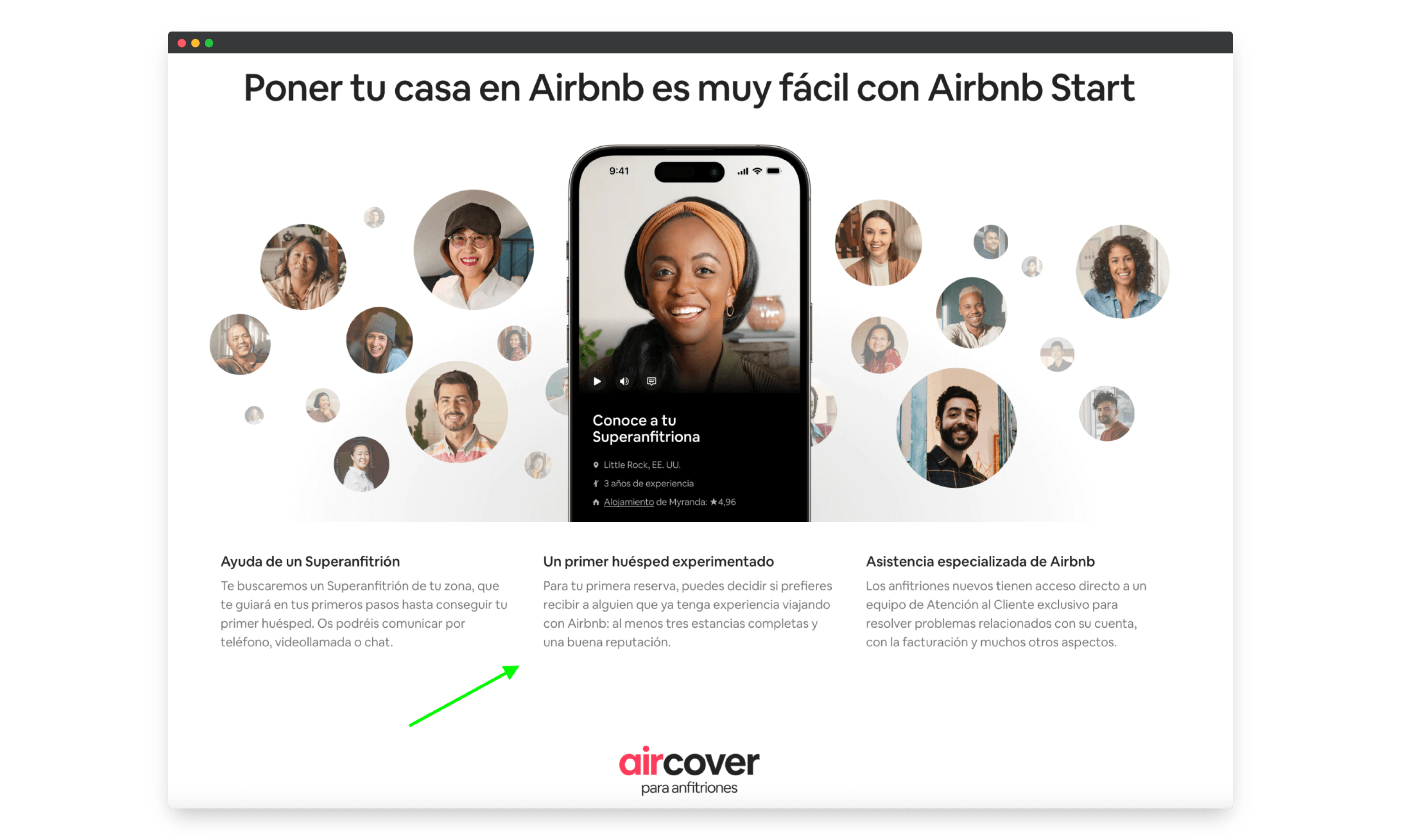 Imagen sección de información landing page anfitriones airbnb