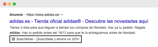 adidas extensión formulario de contacto