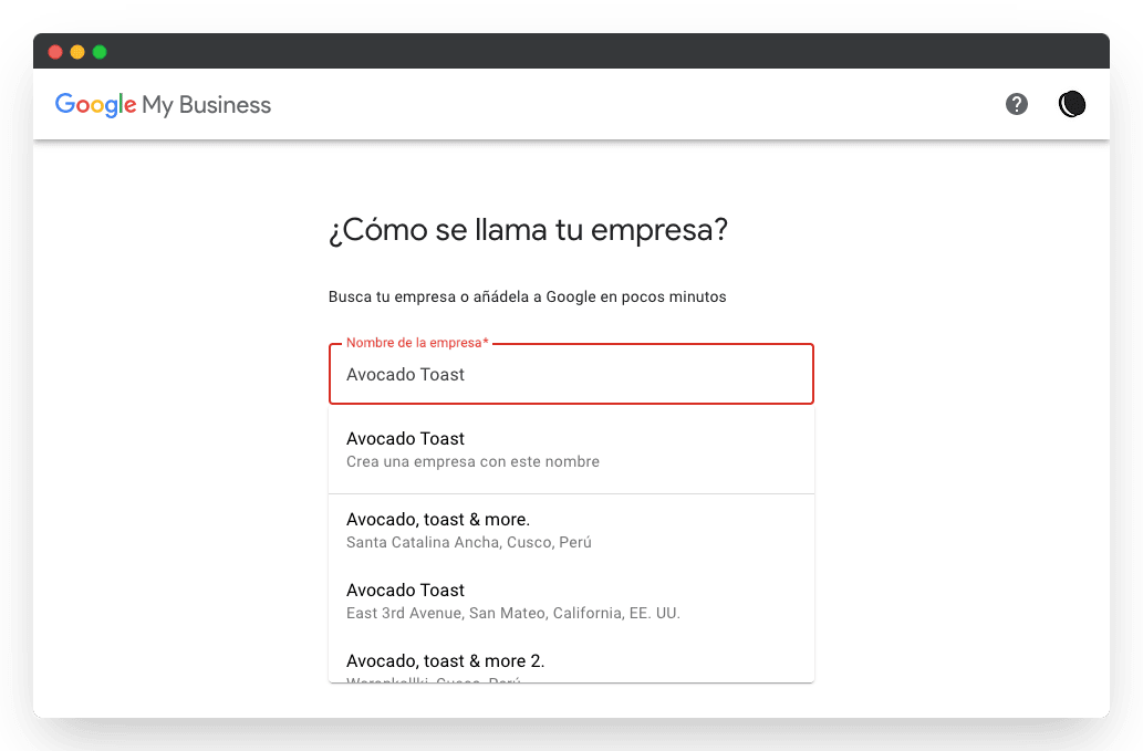 captura pantalla crear negocio google  my business