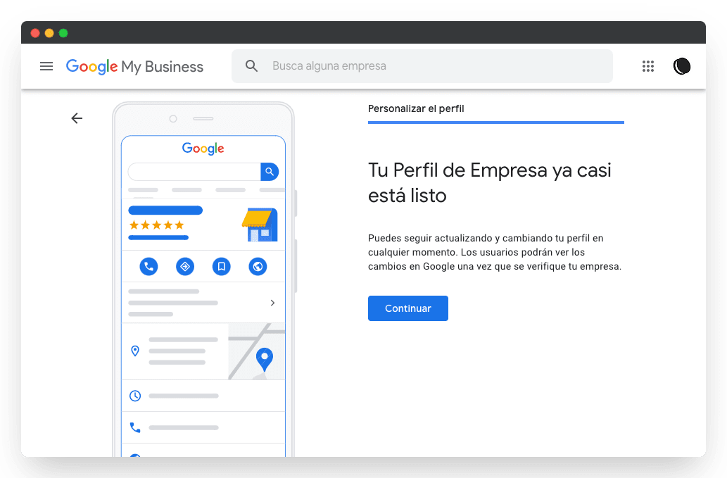 captura pantalla información previa Google my business