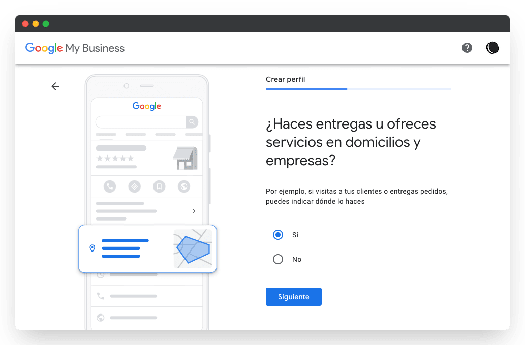 captura pantalla pregunta trabajas a domicilio Google my business