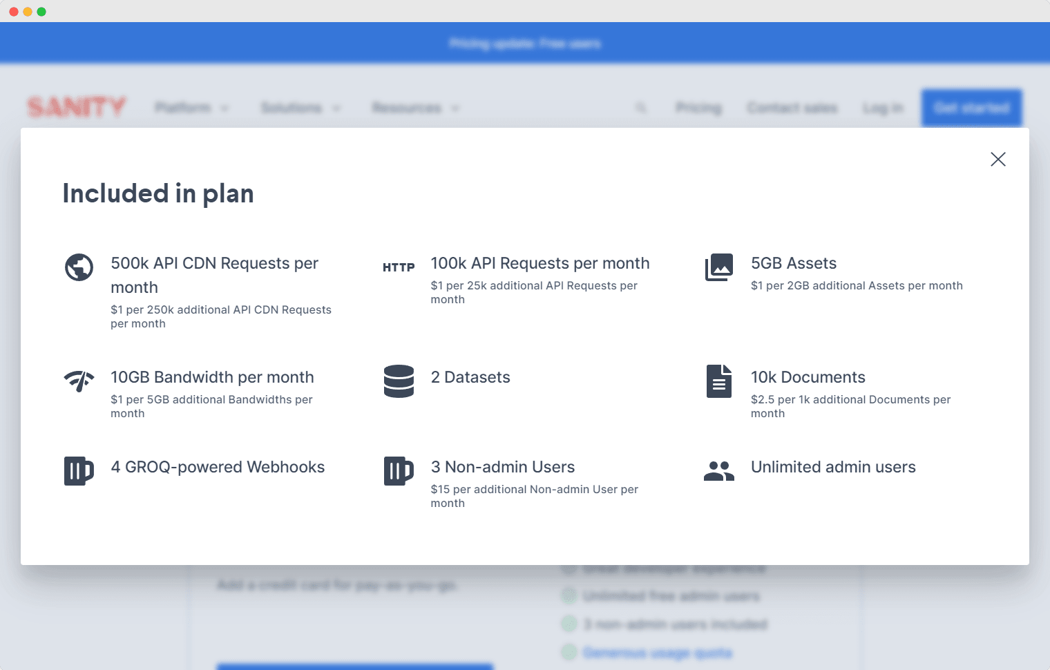 imagen que incluye plan gratuito Sanity