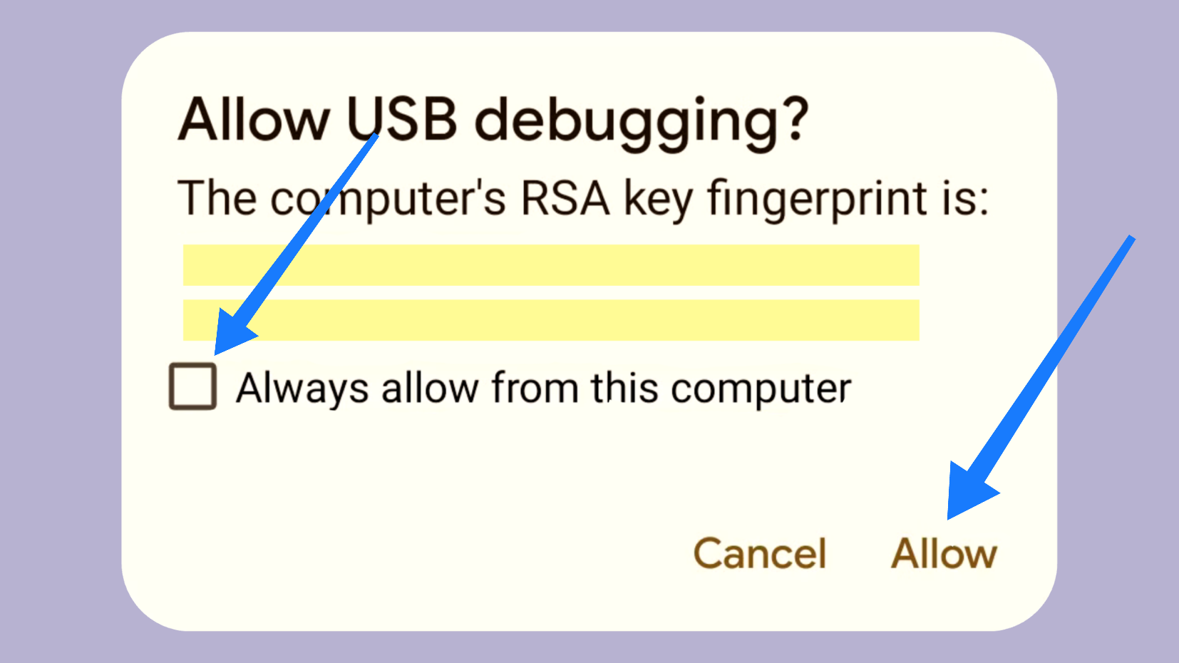 USB debugging prompt