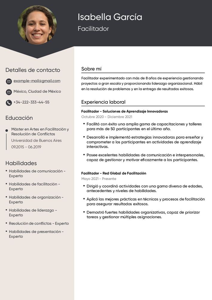 Plantilla de currículum con infografía llamativa para diseñadores y mercadólogos