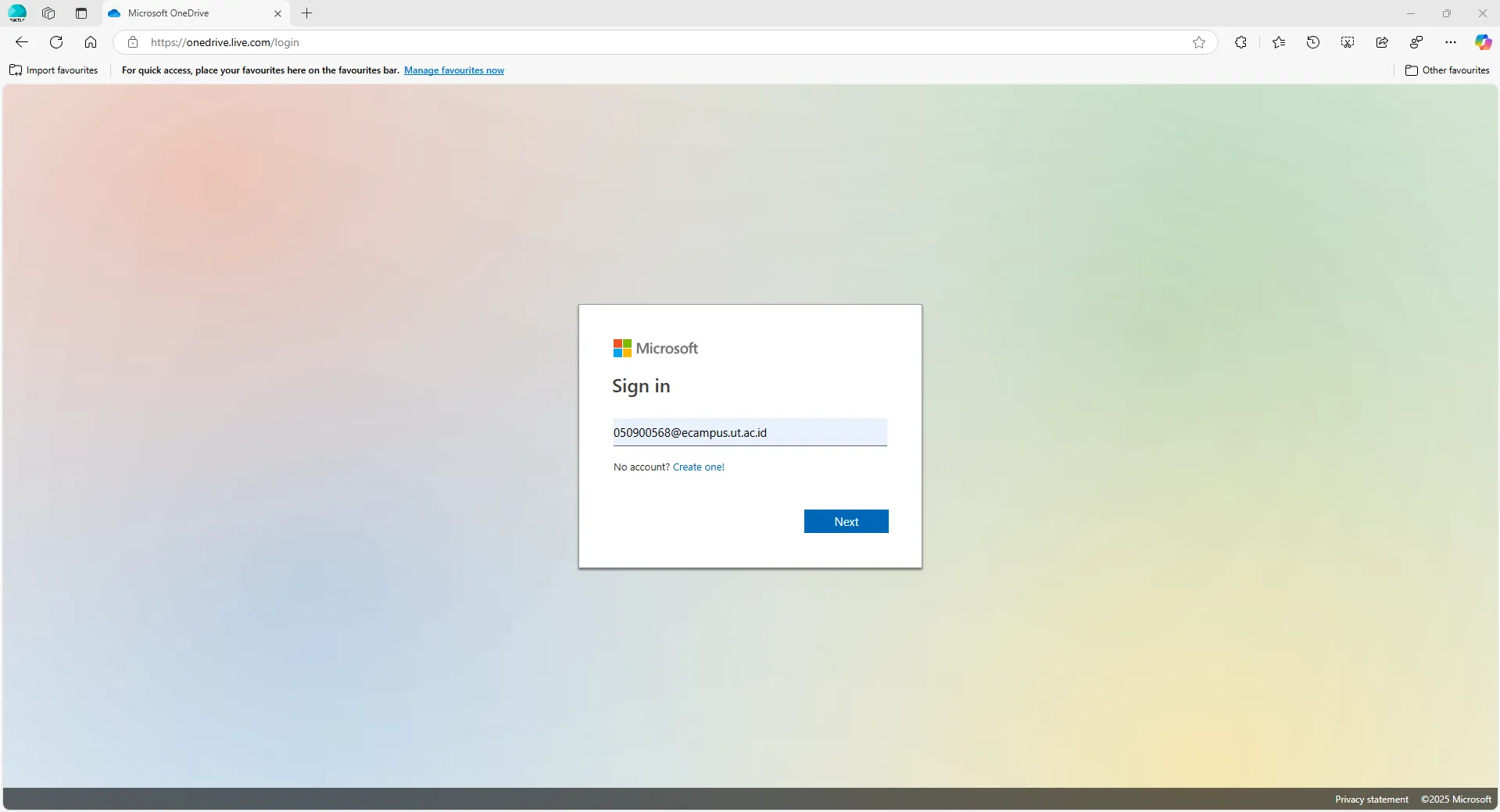 Gambar 1: Tampilan login Office 365 UT