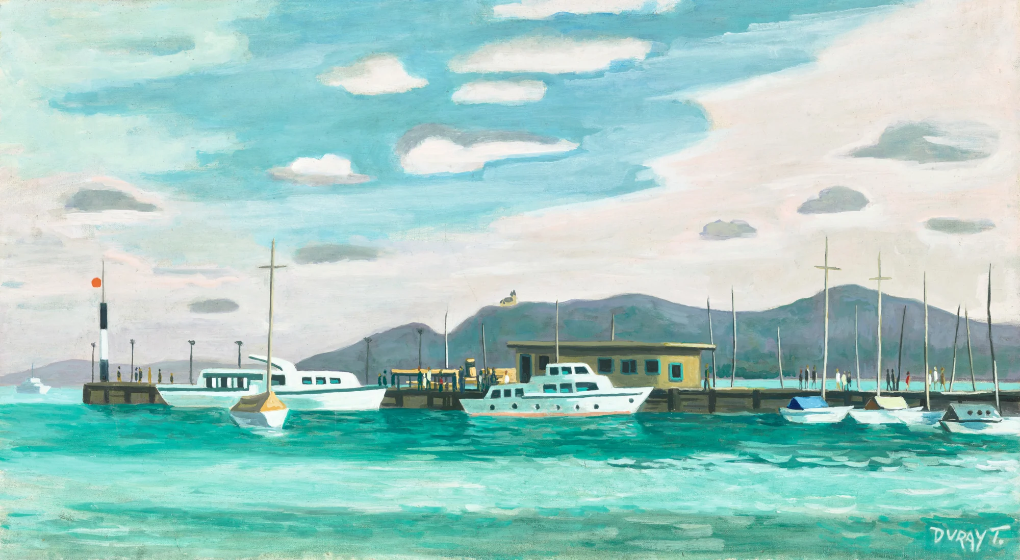 Duray Tibor - A füredi hajóállomás háttérben Tihannyal