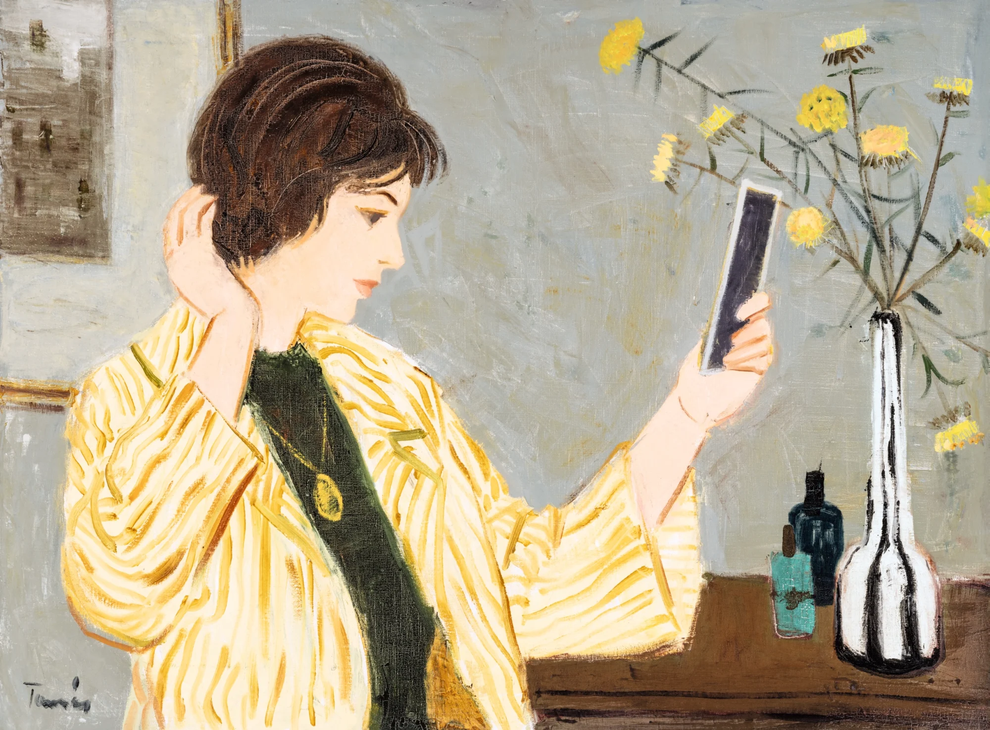 Tamás Ervin - Ifjú hölgy Hollóházi vázával