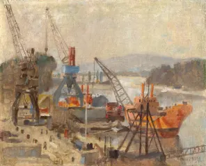 Berki Viola - A budapesti hajógyár sziluettje (, 1960 körül)