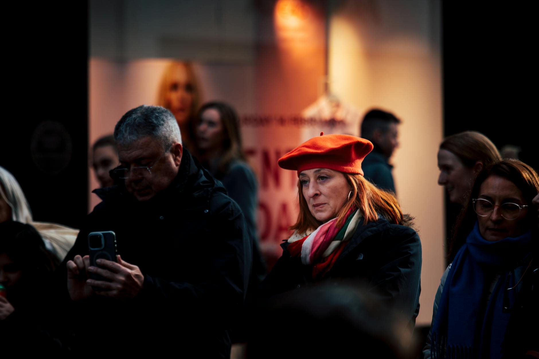 Candid urban street photography capturing a stylish moment in Dublin, Ireland.