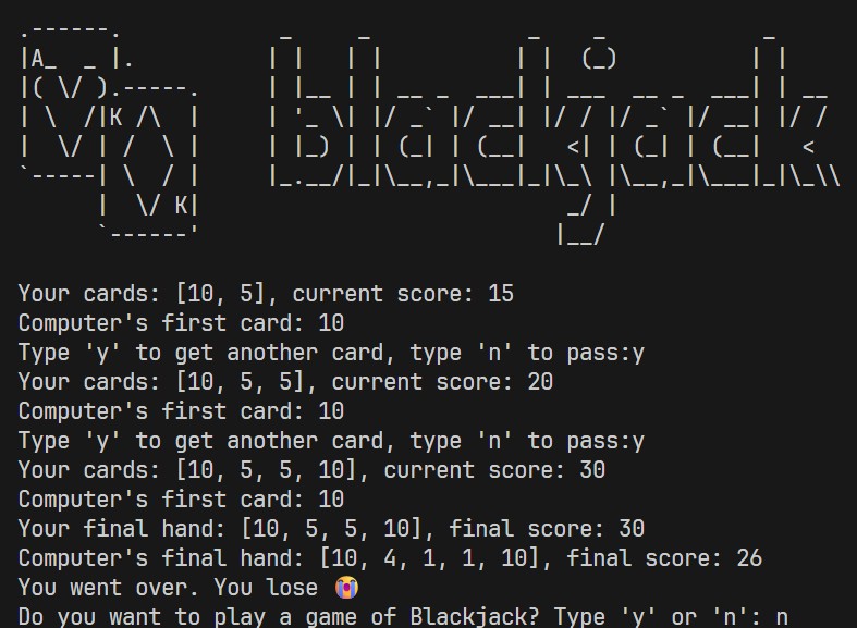 Terminal Blackjack