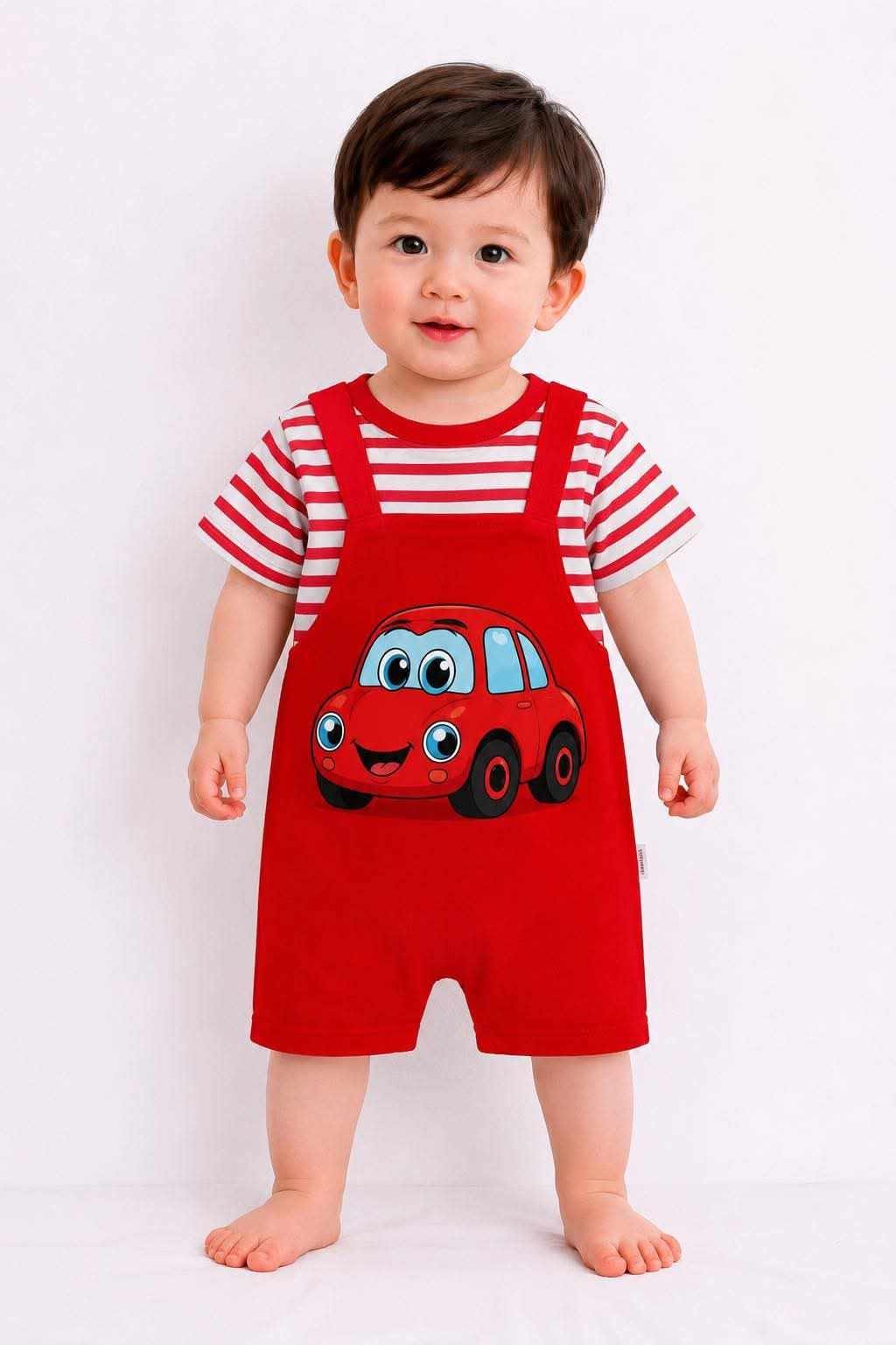 Cute Baby Denim Overall Romper with T-Shirt