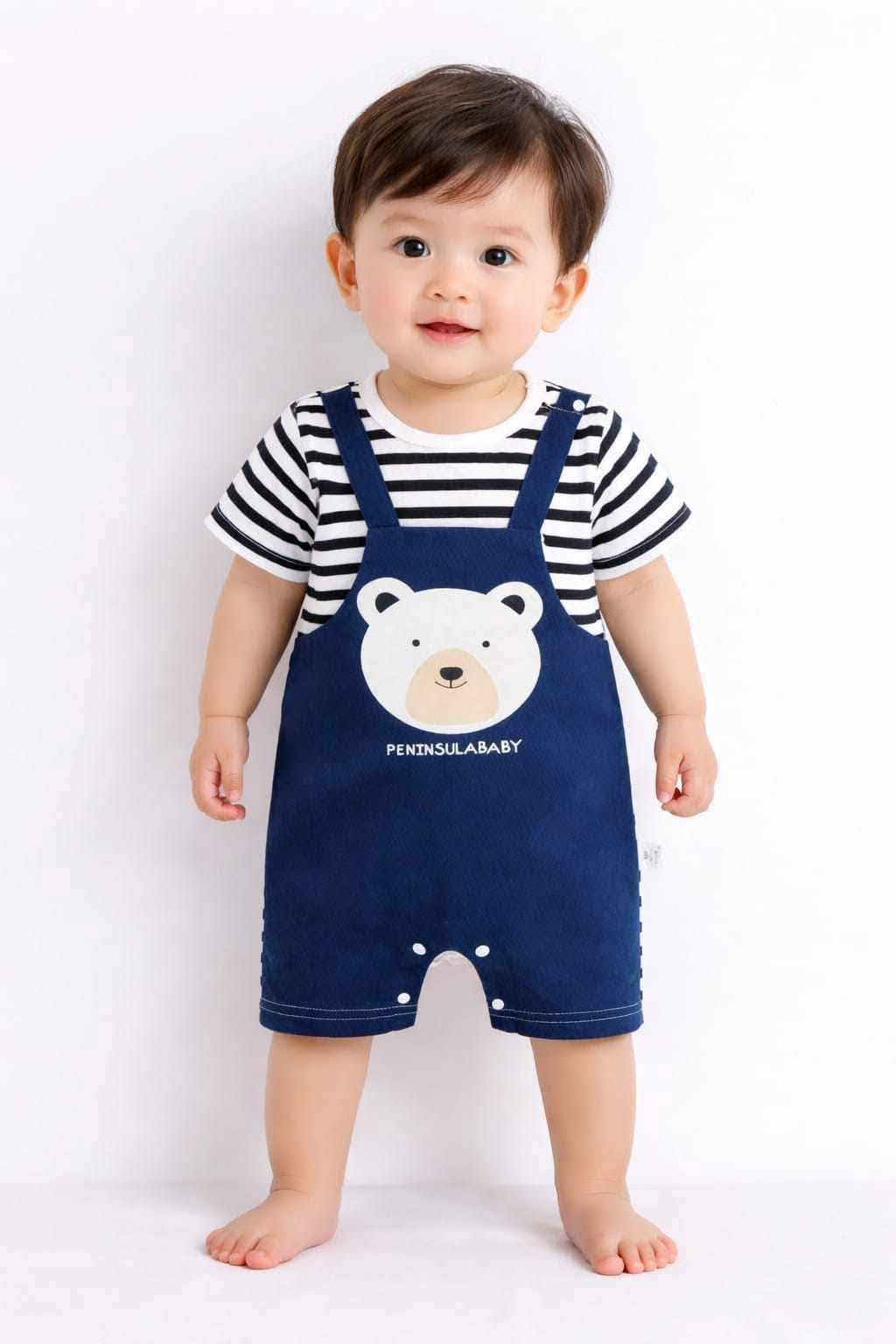 Cute Baby Denim Overall Romper with T-Shirt