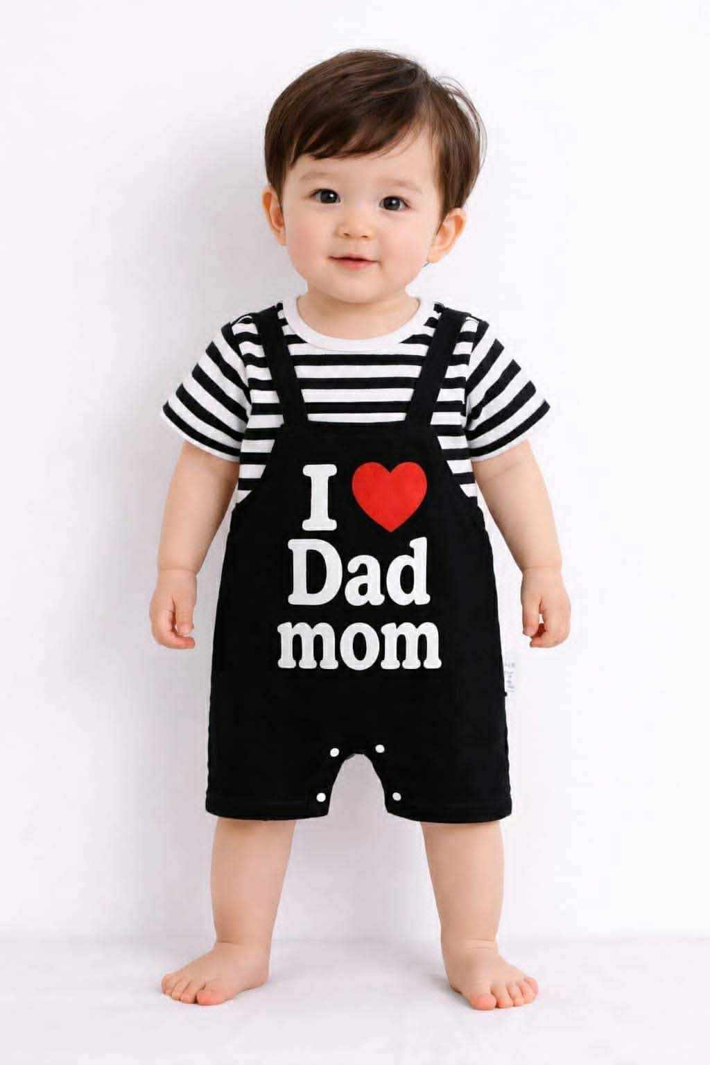 Cute Baby Denim Overall Romper with T-Shirt