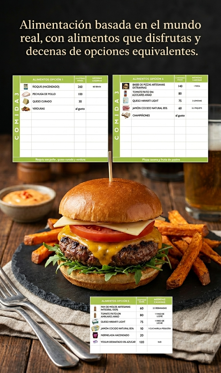 Pantalla de nutrición de la app