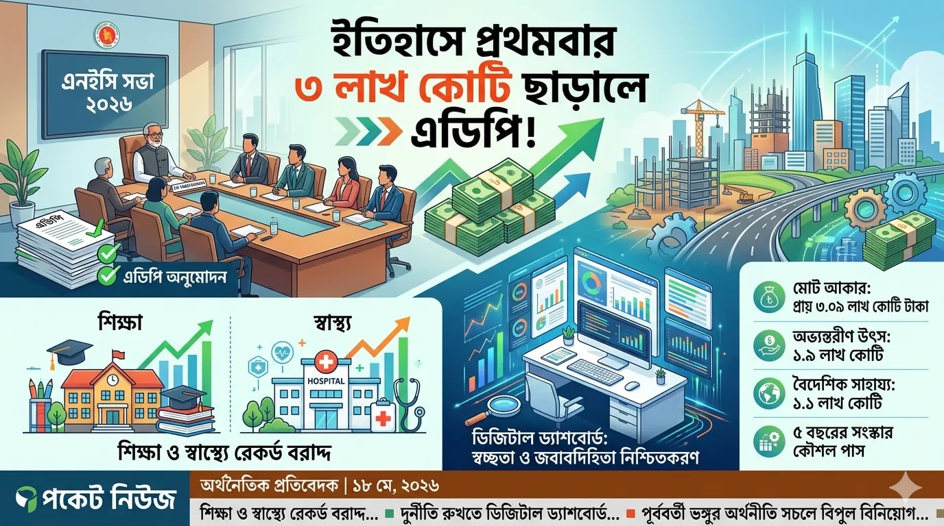 ইতিহাসে প্রথমবার ৩ লাখ কোটি ছাড়াল এডিপি: শিক্ষা ও স্বাস্থ্যে রেকর্ড বরাদ্দ, এনইসি সভায় পাস ইতিহাসে প্রথমবার ৩ লাখ কোটি ছাড়াল এডিপি: শিক্ষা ও স্বাস্থ্যে রেকর্ড বরাদ্দ, এনইসি সভায় পাস