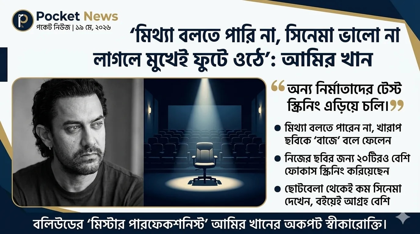 ‘মিথ্যা বলতে পারি না, সিনেমা ভালো না লাগলে মুখেই ফুটে ওঠে’: অন্যদের টেস্ট স্ক্রিনিং এড়িয়ে চলেন আমির খান ‘মিথ্যা বলতে পারি না, সিনেমা ভালো না লাগলে মুখেই ফুটে ওঠে’: অন্যদের টেস্ট স্ক্রিনিং এড়িয়ে চলেন আমির খান