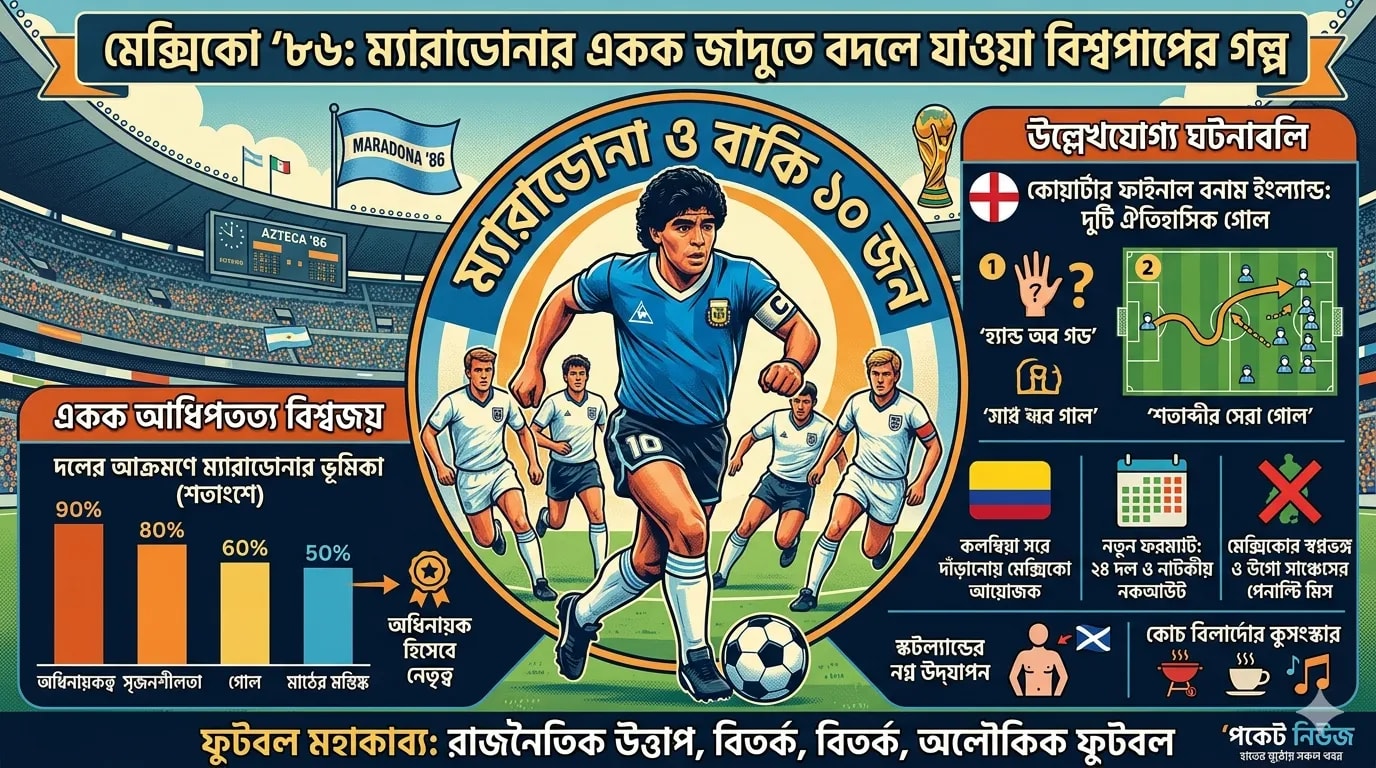 মেক্সিকো ’৮৬: ম্যারাডোনার একক জাদুতে বদলে যাওয়া বিশ্বকাপের গল মেক্সিকো ’৮৬: ম্যারাডোনার একক জাদুতে বদলে যাওয়া বিশ্বকাপের গল