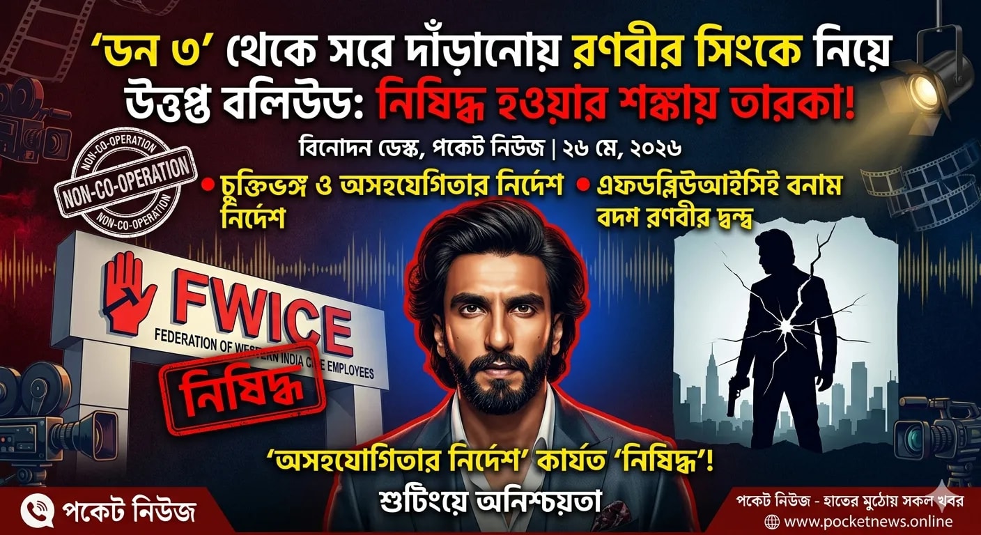 ‘ডন ৩’ থেকে সরে দাঁড়ানোয় রণবীর সিংকে নিয়ে উত্তপ্ত বলিউড: নিষিদ্ধ হওয়ার শঙ্কায় তারকা! ‘ডন ৩’ থেকে সরে দাঁড়ানোয় রণবীর সিংকে নিয়ে উত্তপ্ত বলিউড: নিষিদ্ধ হওয়ার শঙ্কায় তারকা!