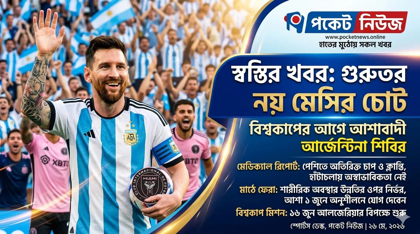 স্বস্তির খবর: গুরুতর নয় মেসির চোট, বিশ্বকাপের আগে আশাবাদী আর্জেন্টিনা শিবির স্বস্তির খবর: গুরুতর নয় মেসির চোট, বিশ্বকাপের আগে আশাবাদী আর্জেন্টিনা শিবির