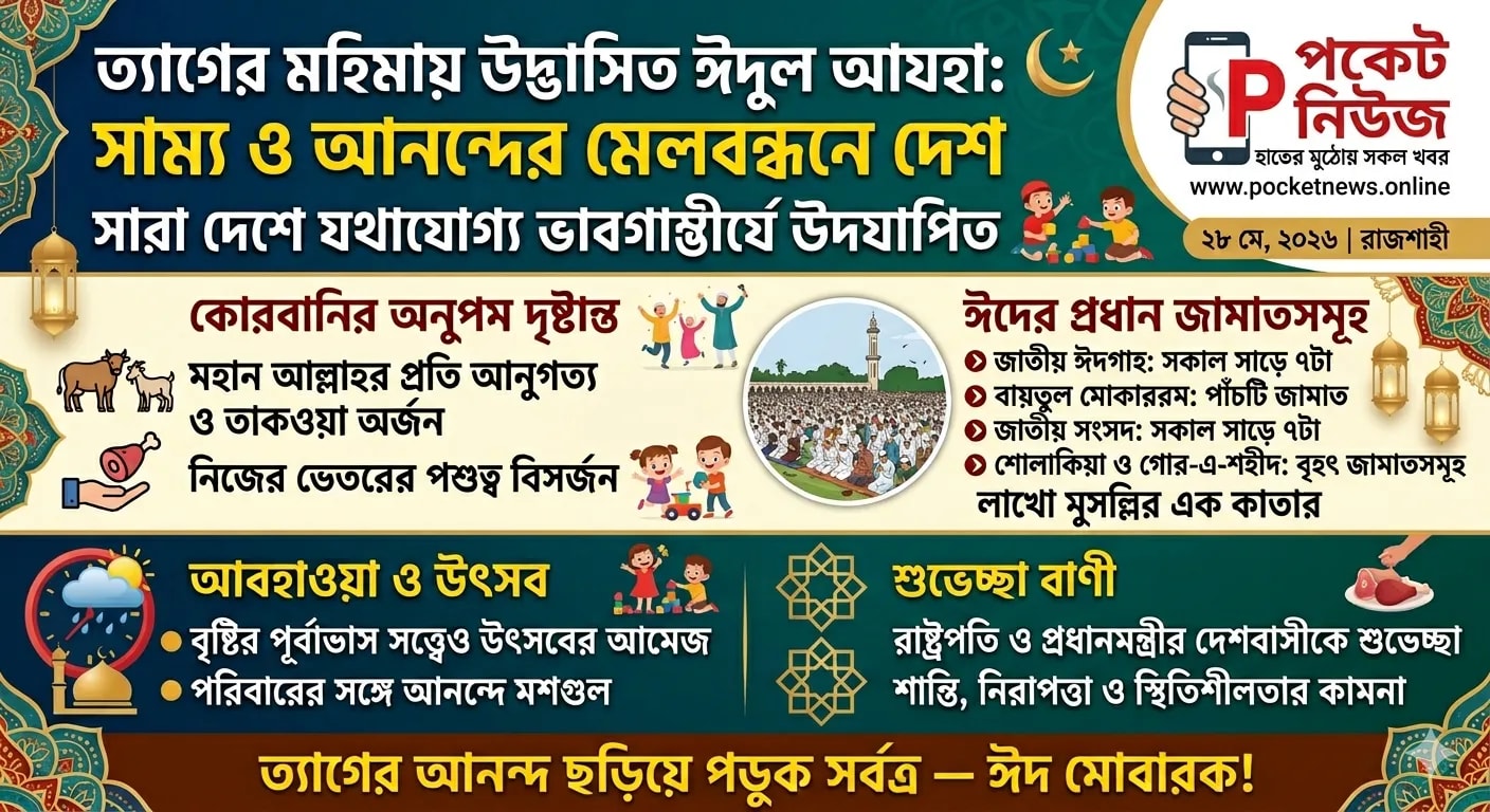 ত্যাগের মহিমায় উদ্ভাসিত ঈদুল আযহা: সাম্য ও আনন্দের মেলবন্ধনে দেশ ত্যাগের মহিমায় উদ্ভাসিত ঈদুল আযহা: সাম্য ও আনন্দের মেলবন্ধনে দেশ