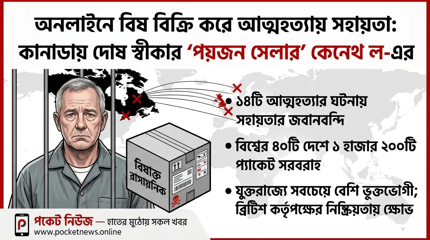 অনলাইনে বিষ বিক্রি করে আত্মহত্যায় সহায়তা: কানাডায় দোষ স্বীকার ‘পয়জন সেলার’ কেনেথ ল-এর অনলাইনে বিষ বিক্রি করে আত্মহত্যায় সহায়তা: কানাডায় দোষ স্বীকার ‘পয়জন সেলার’ কেনেথ ল-এর