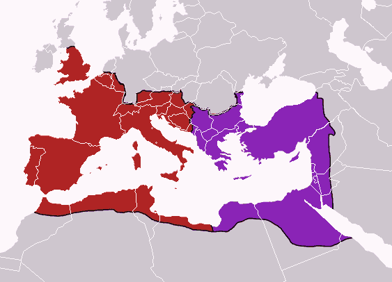 Imperio Romano de Oriente y el de Occidente | Fuente: Estabul.Net