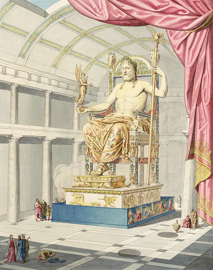 Zeus en Olimpia. Estatua de Feidias en oro y marfil en el templo principal de Olimpia | Autor: Quatremère de Quincy