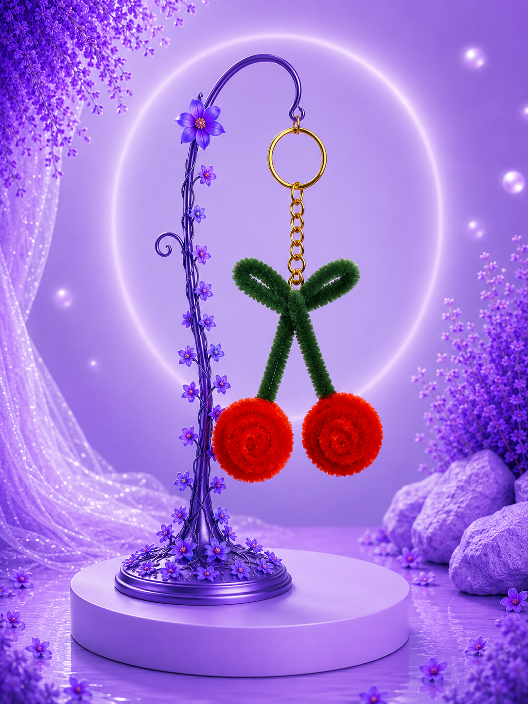 Cherry Keychain handmade floral gift