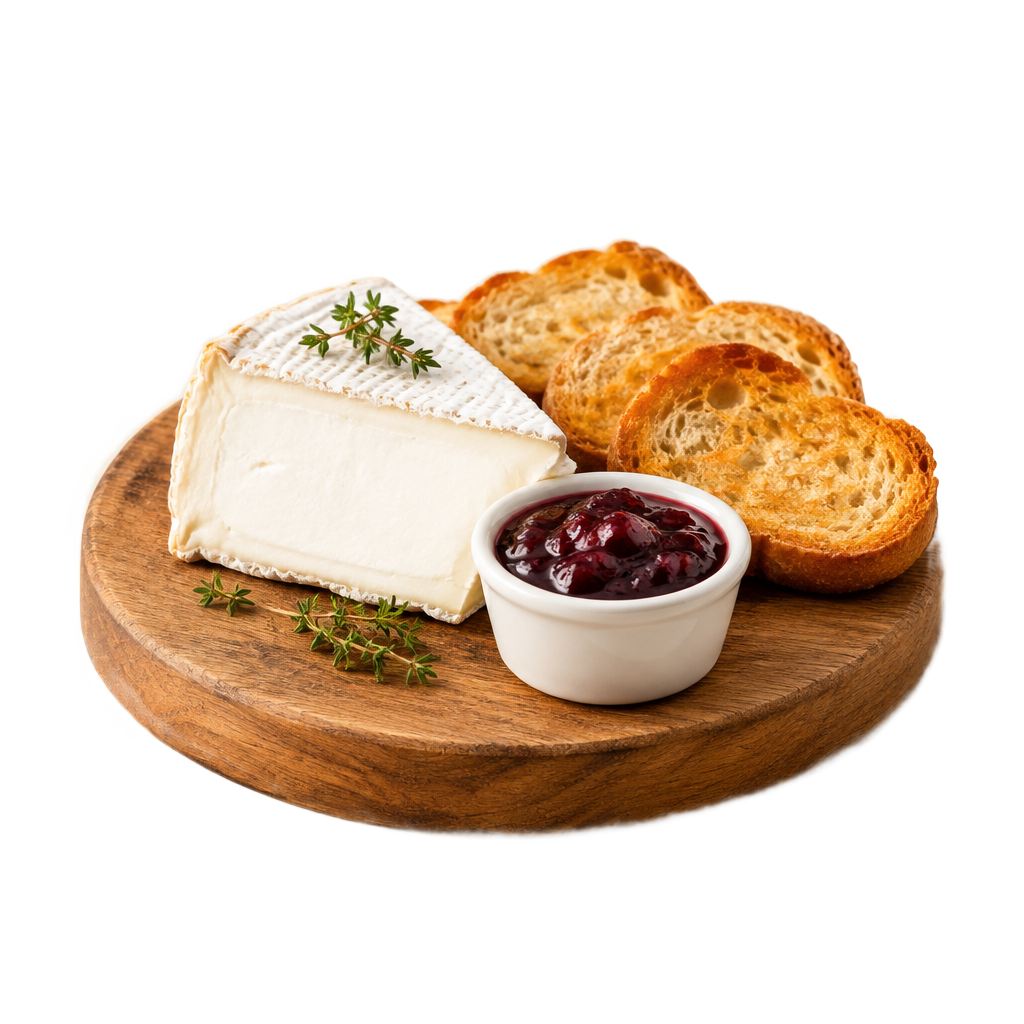 Queso de cabra con tostas y mermelada