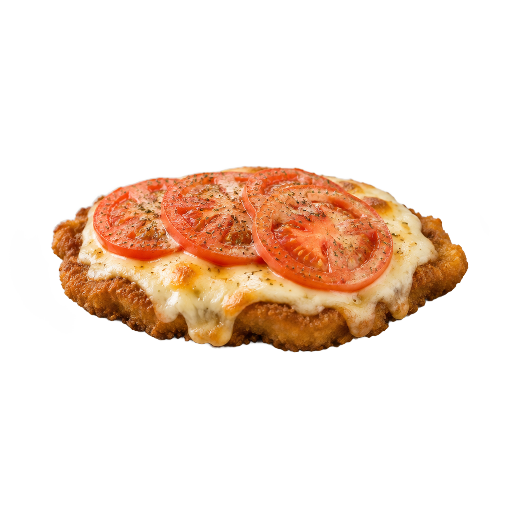 Milanesa de ternera con queso y tomate