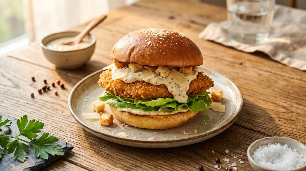 Burger Cezar z Chrupiącym Kurczakiem z Airfryera