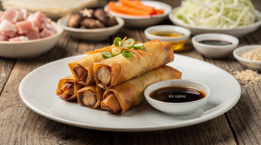 Sajgonki wieprzowe z grzybami shiitake