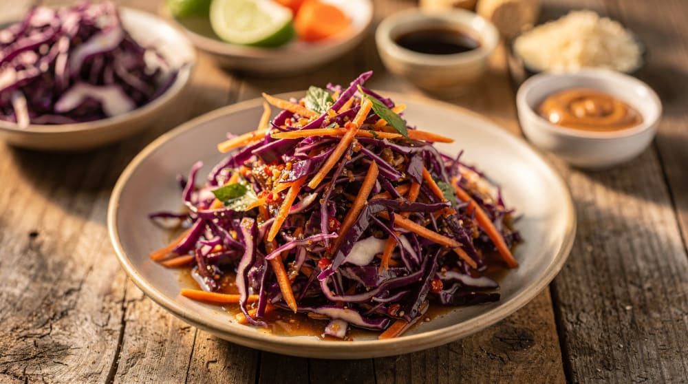 Thai-inspirierter Rotkohlsalat