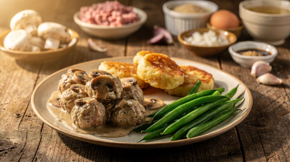 Fleischklößchen in Champignonrahmsauce