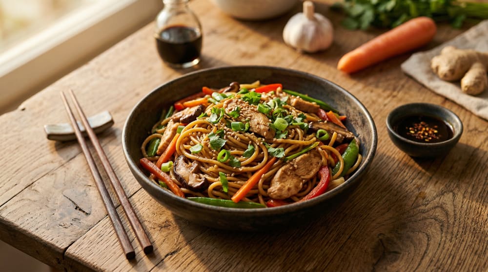 Ekspresowy Kurczak Lo Mein w 20 Minut