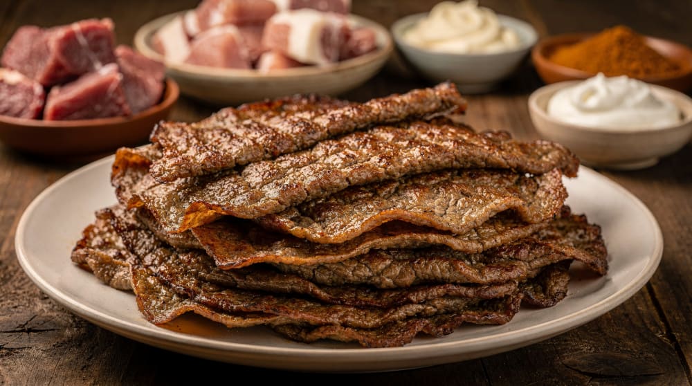 Hausgemachter Döner Kebab - Fleisch in Blättern