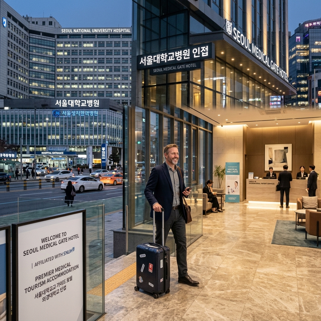 Seoul Station hotel exterior with airport limousine bus stop nearby