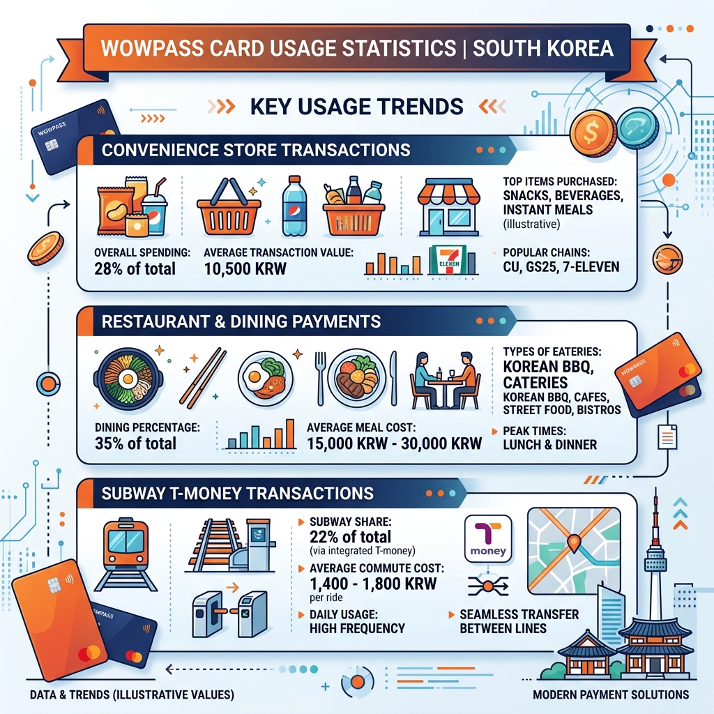 WOWPASS payment usage statistics infographic for international travelers in Korea