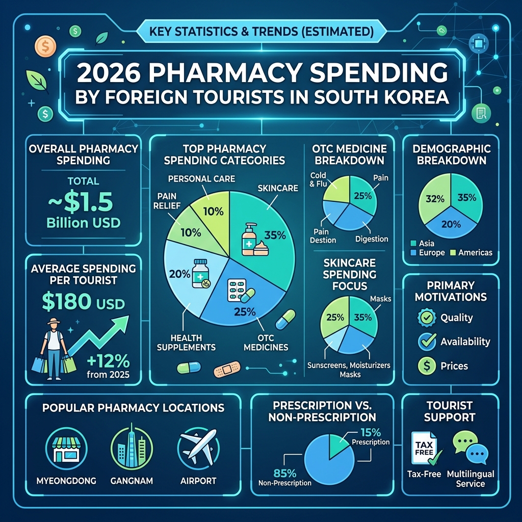 Foreign tourist pharmacy spending statistics breakdown infographic Korea 2026