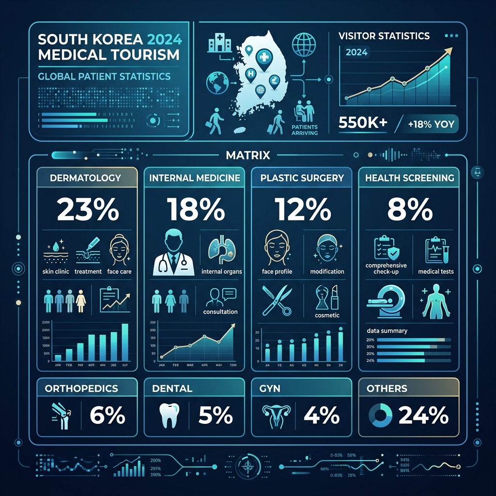 Korea medical tourism statistics showing international patient demand and dermatology share