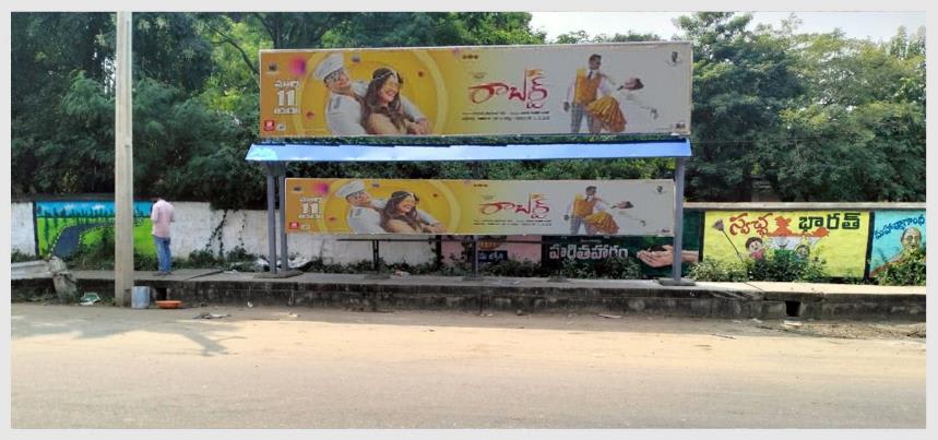 District Bus Shelter - BQSKHA-29 - Warangal X Roads - 25x5 (Front Panel) + 24x3 (Back Panel) - Hoarding in Khammam, Odisha