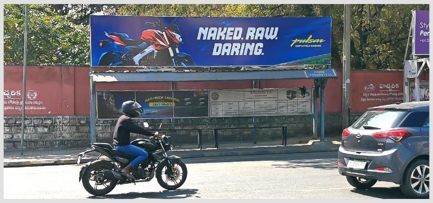 BQSHYD-149 - Model Bus Shelter - Sangeeth X Road (Railnilyam to Sangeeth Theater) - Alugaddabavi - Hoarding in Hyderabad, Telangana