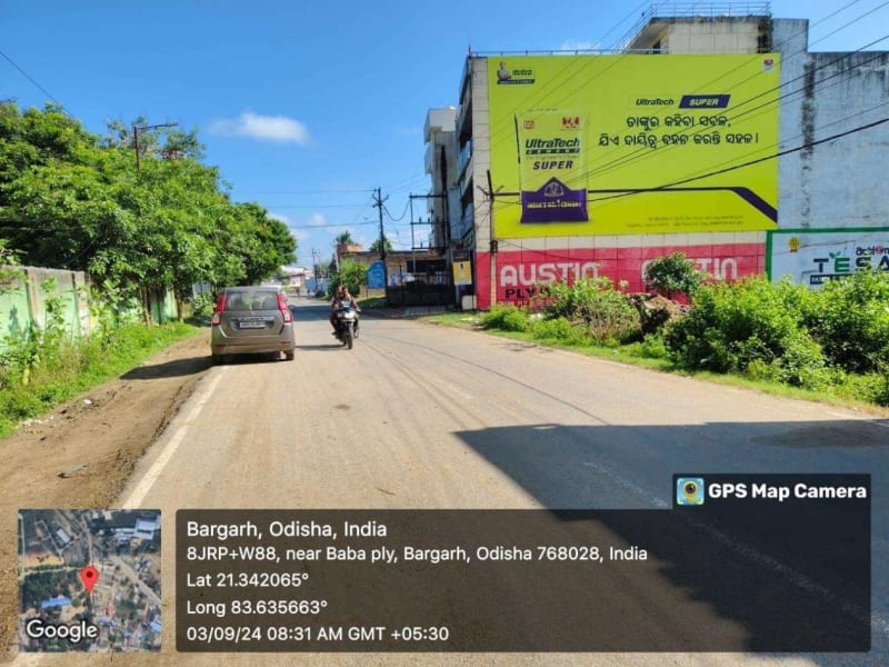 Wallwrap Hoarding - Bargarh - Bargarh Gurudwara Chowk Road Near Baba Plywood
