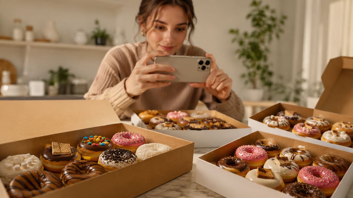 Mini donuts artesanais coloridos em bandeja