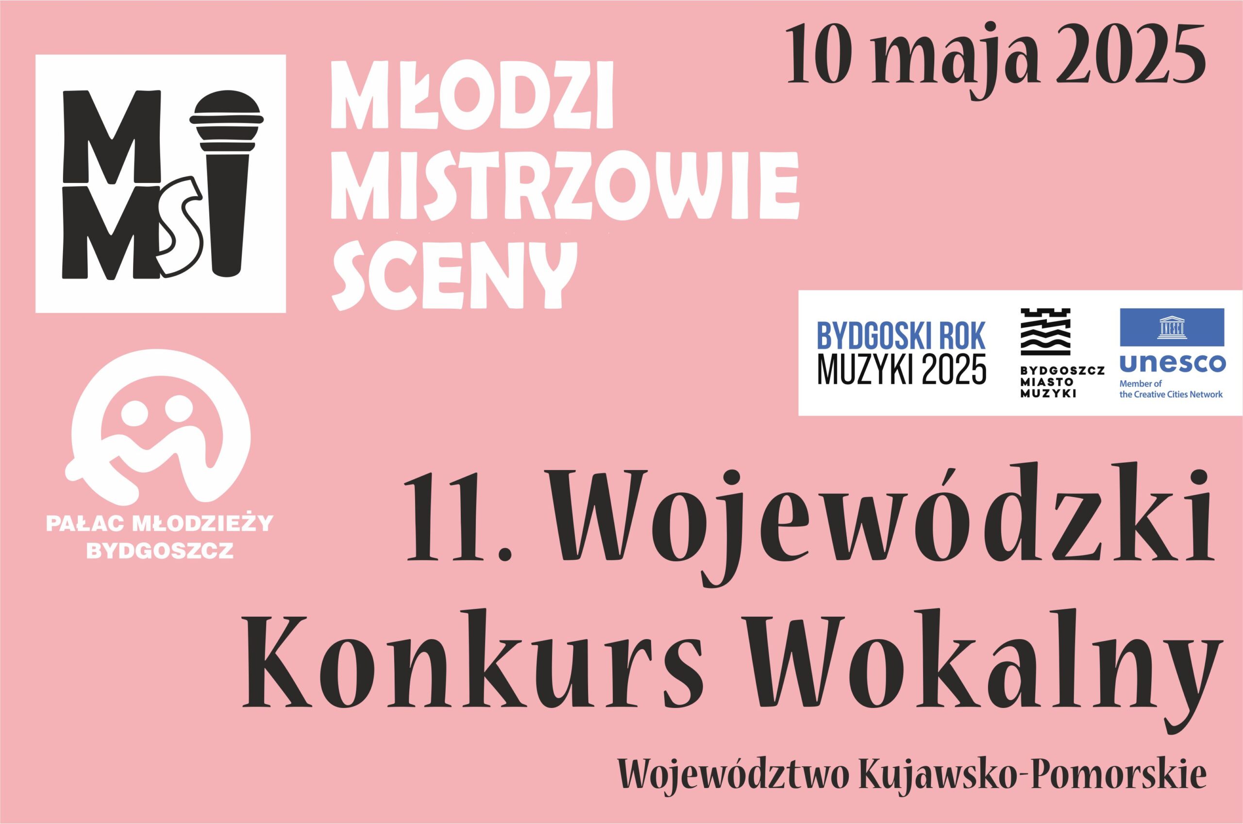 Plakat XI Wojewódzki Konkurs Piosenki „Młodzi Mistrzowie Sceny”