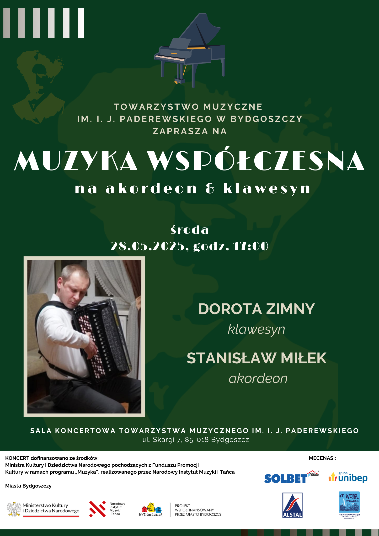 Plakat MUZYKA WSPÓŁCZESNA na akordeon & klawesyn