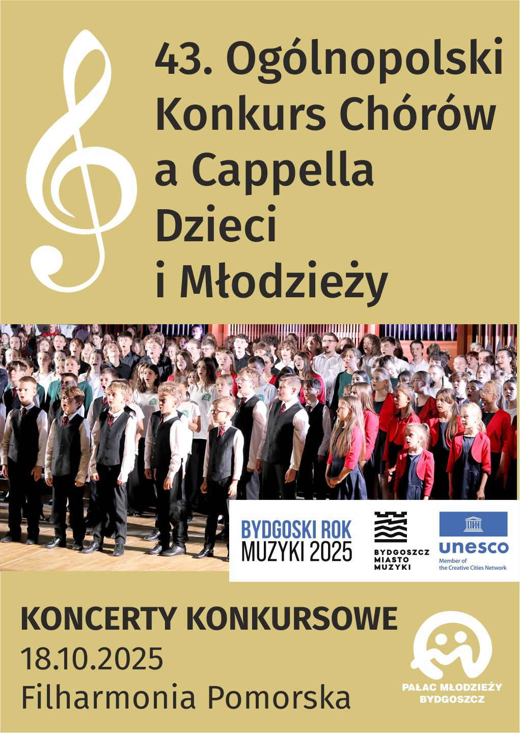 Plakat 43. Ogólnopolski Konkurs Chórów a Cappella Dzieci i Młodzieży – przesłuchania konkursowe